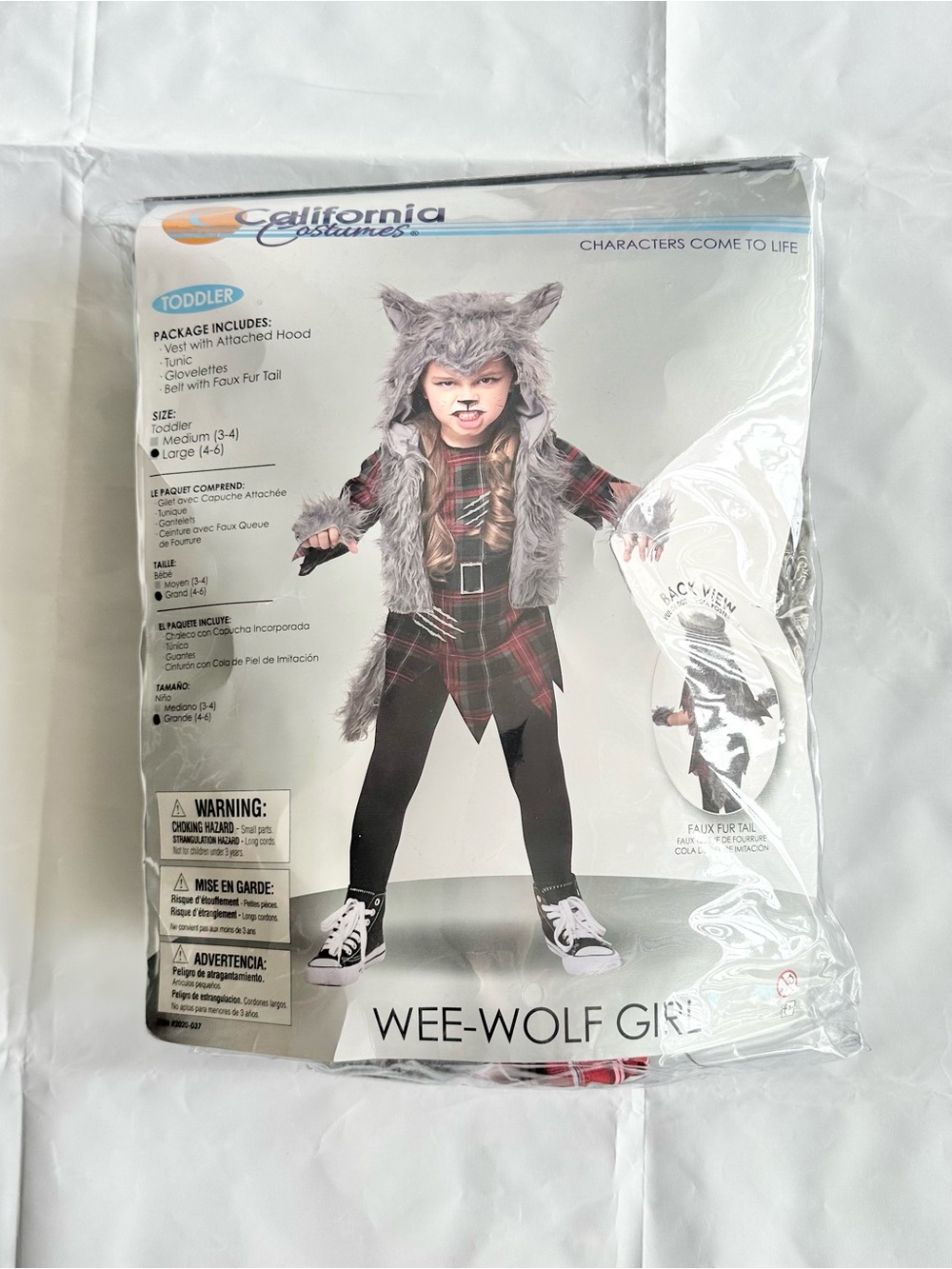 California Costumes Wee Wolf Girl costume, size Large(4-6)